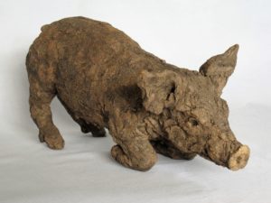 Kneeling Tamworth pig