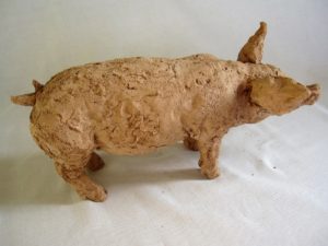 unfired clay Tamworth pig