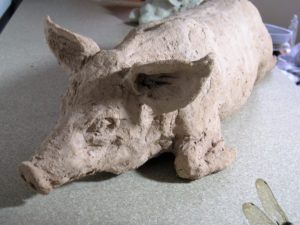 close up of pig sculpture