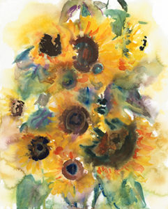 sunflowers en masse, watercolour