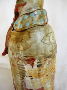 All Wrapped Up- bottle bird skull sculpture